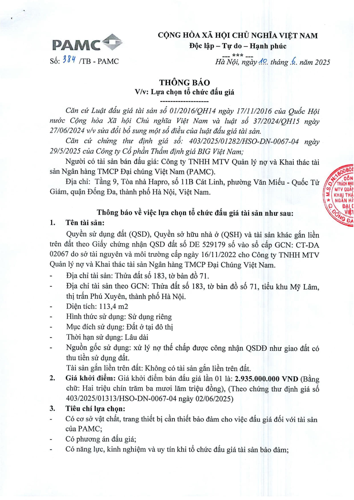 Thông báo lựa chọn tổ chức bán ĐG TS Phú Xuyên 10.6.25_1